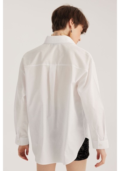 Stella Pulvis Beyaz Oversize Poplin Gömlek Beyaz