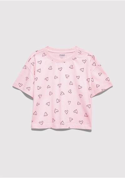Mavi - Kalp Baskılı Pembe Tişört 7610400-71007 Pembe