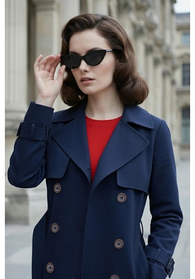 Pastelastore Pamuk Gabardin Uzun 110cm Astarlı Kemerli Kadın Trençkot 1111 Koyu Lacivert Pastelastore Pamuk Gabardin Uzun 110cm Astarlı Kemerli Kadın Trençkot 1111 Koyu Lacivert