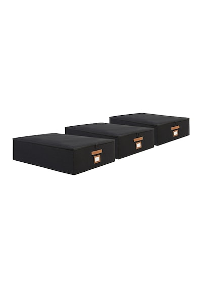 Ocean Home Textile 3'lü Siyah Renk Jüt Destekli Kutu Hurç Set 55 X 70 X 18 Cm Siyah