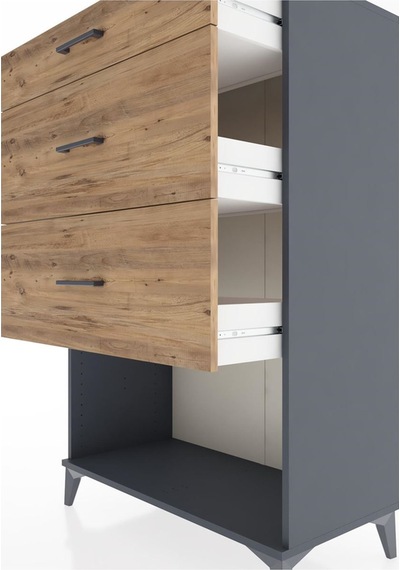 Hyperion Dolap 3 Çekmeceli 88x44x134 Antrasit-çam Antrasit