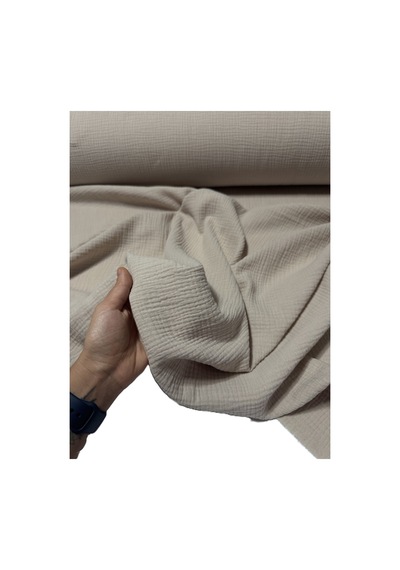%100 Pamuk Çift Katlı Müslin Kumaş Elbiselik En 140 Cm 4000 -16 Bej