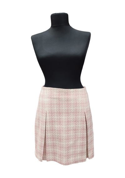 Darlin Moda Kadın Pembe Pileli Tüvit Mini Etek Dm3291 Pembe