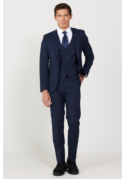 Ac&Co / Altınyıldız Classics Erkek Lacı-sıyah Slim Fit Dar Kesim Kırlangıç Yaka Kareli Yünlü Yelekli Takım Elbise Lacı-sıyah Lacivert - Siyah Ac&Co / Altınyıldız Classics Erkek Lacı-sıyah Slim Fit Dar Kesim Kırlangıç Yaka Kareli Yünlü Yelekli Takım Elbise Lacı-sıyah Lacivert - Siyah