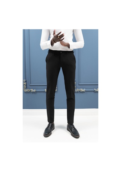 Ecer Regular Fit Yan Cepli Kışlık Gofre Kumaş Pantolon Siyah