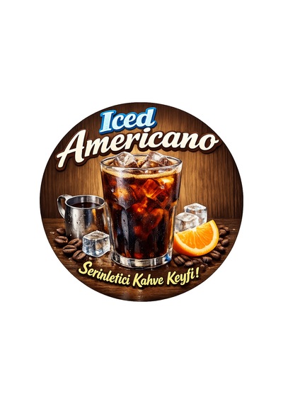 Mayeka Iced Americano Temalı Cafeler Kahveciler Baristalar İçin Ahşap Duvar Kapı Dekoratif Süs Tablo 3