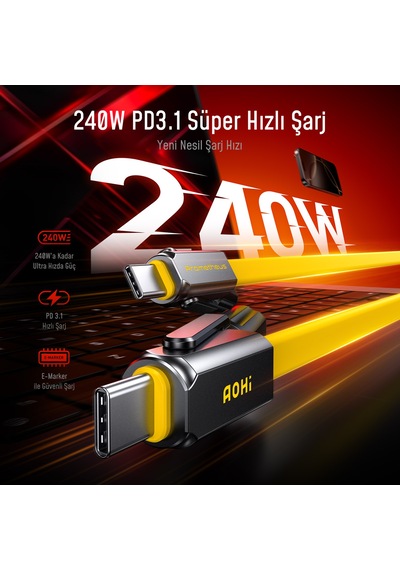 Aohı Prometheus 3 Ü 1 Arada Titanyum Edc Çok Amaçlı 240w Şarj Ve Veri Kablosu