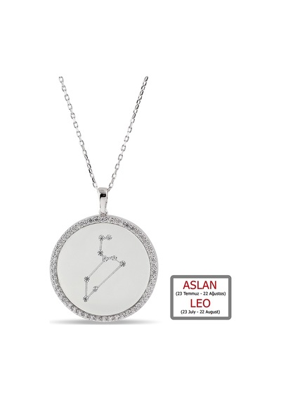 Kuyumcudukkanı Zirkontaşlı"aslan Burcu"kolye-33019-leo-w Beyaz