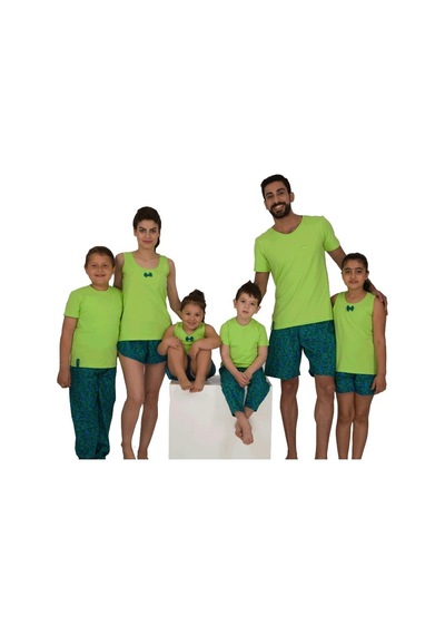The Don Aile Yeşil-Lacivert Desenli Erkek Çocuk Pijama Takımı (2-