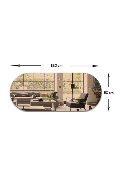 Ayna Bronz Ayna Victory Tasarım Kanallı Oval Ayna 50cm X 120 Bronz