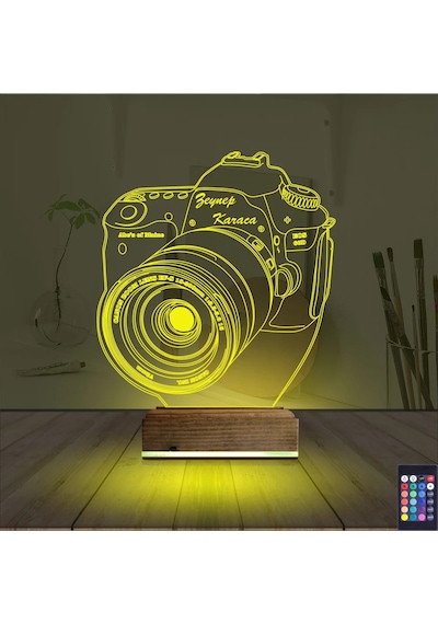 Luvivia Fotoğraf Makinesi Fotoğrafçı Kişiye Özel 3d Lamba - Masa Gece Lambası Şeffaf
