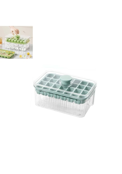 Renkli 56 Göz Buzluk, Kulplu Kapaklı, Ribbed Desen Hazneli, 2 Li Buzluk, Kulpa Bas Buz Düşür Karışık Renkli