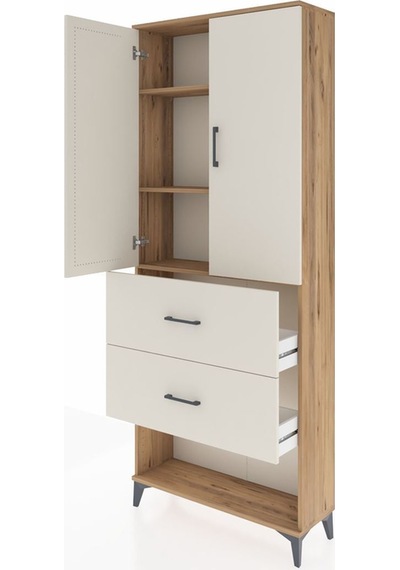 Arges Dolap 3 Raflı 2 Çekmeceli 2 Kapaklı 88x30x221 Çam-aytaşı Atlas Çam