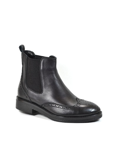Beety 50 Hakiki Deri Siyah Lastikli Oxford Bot Siyah