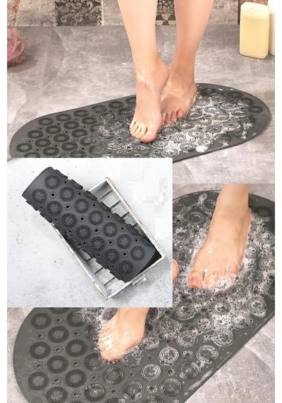 İsgstore 1 Adet Vantuzlu Banyo Kaydırmaz Paspas- Tırtıklı Ayak Duş Matı Silikon Masaj Pedi Diğer