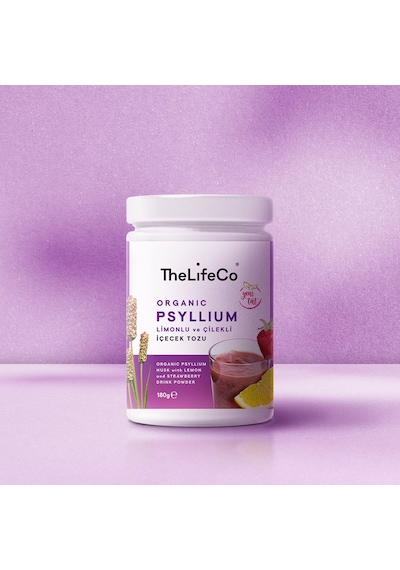 Thelifeco Organik Psyllium Limonlu ve Çilekli İçecek Tozu 180 G
