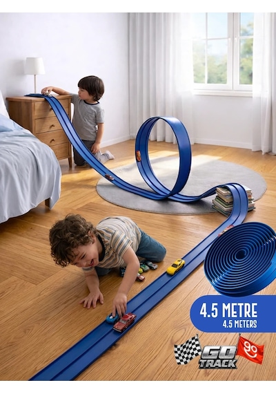 Go Track Mavi Renk Esnek Yarış-aksiyon Pisti 4.5 Mt - Flex Track Mavi
