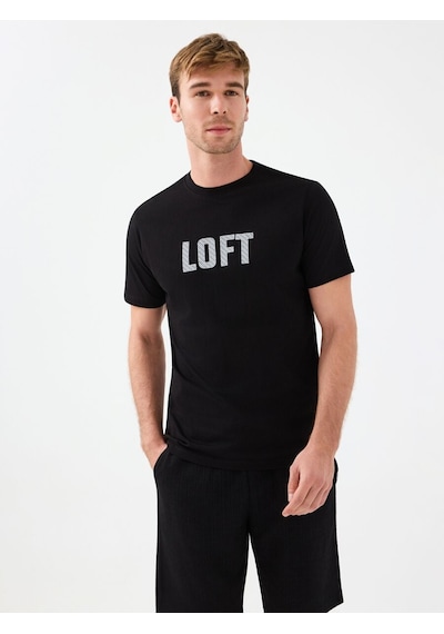 LOFT Regular Fit Erkek Tshirt K.kol Black&white