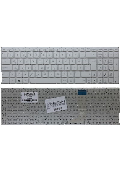 Asus X556U Uyumlu Notebook Klavyesi Beyaz Tr