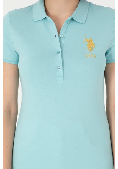 U.S. Polo Assn. Kadın Su Yeşili Basic Polo Yaka Tişört 50280071-VR083