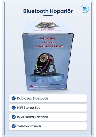 Bluetooth Hoparlör Kablosuz Masaüstü Işıklı Telefon Standlı Hifi