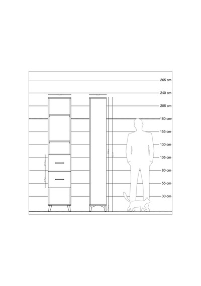 Arges Dolap 3 Raflı 2 Çekmeceli 44x30x221 Çam-çam Atlas Çam