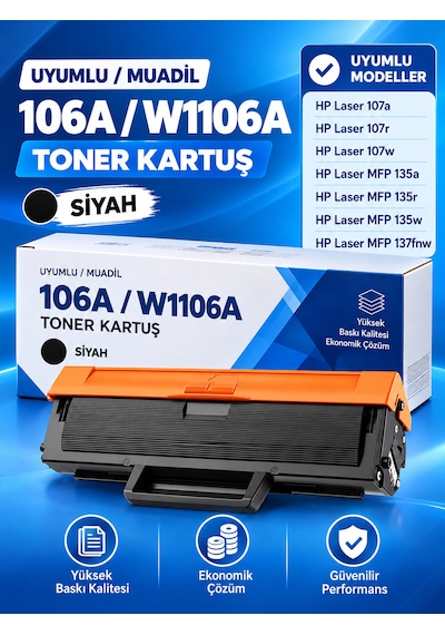 Hp 106a W1106a Uyumlu Toner - Çipli Yeni Versiyon / 107a / 107 Kaliteli Ürün