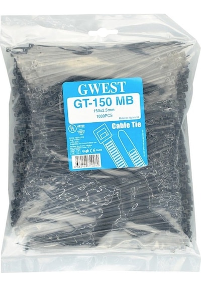 Gwest Gt 150 Mb 1000 Adet 150x2.5mm Siyah Kablo Bağı