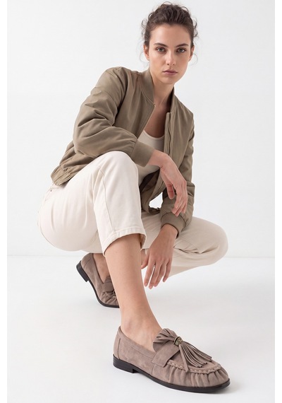 Luvi Shoes Marston Vizon Süet Püsküllü Kadın Loafer Ayakkabı