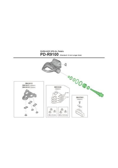 Shimano Dura Ace Pd-r9100 +4 Mm Sol Pedal Aksı Yl8898040 Siyah