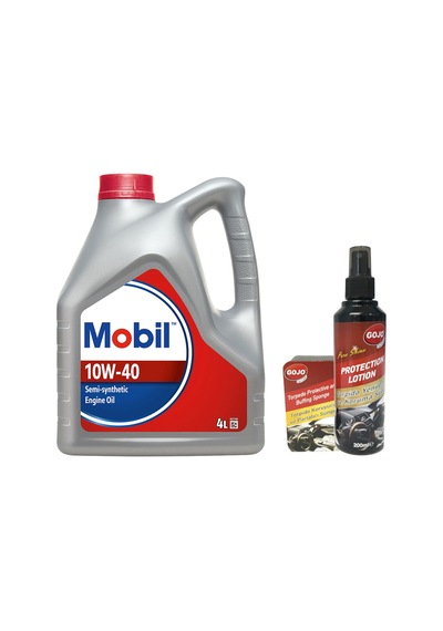 Mobil 10W-40 Motor Yağı 4 L + Gojo Torpido Sütü + Torpido Süngeri