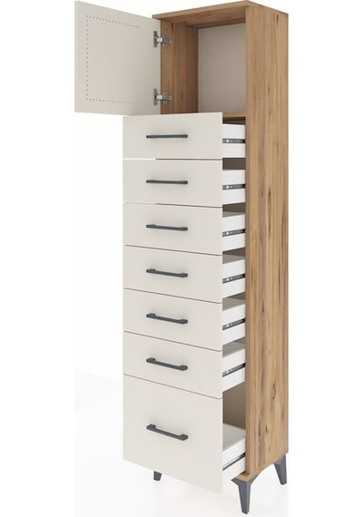 Arges Dolap Tek Raflı 7 Çekmeceli Tek Kapaklı 44x30x182 Çam-a... Çam Arges Dolap Tek Raflı 7 Çekmeceli Tek Kapaklı 44x30x182 Çam-a... Çam