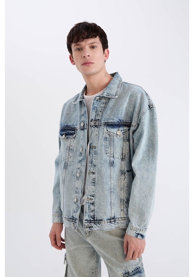 Defacto %100 Pamuk Oversize Geniş Kalıp Jean Ceket E1006ax25spnm39 Mavi-nm39