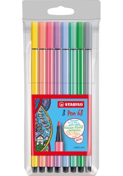 Stabilo Pen 68 Pastel Renkler Keçeli Kalem 8'li