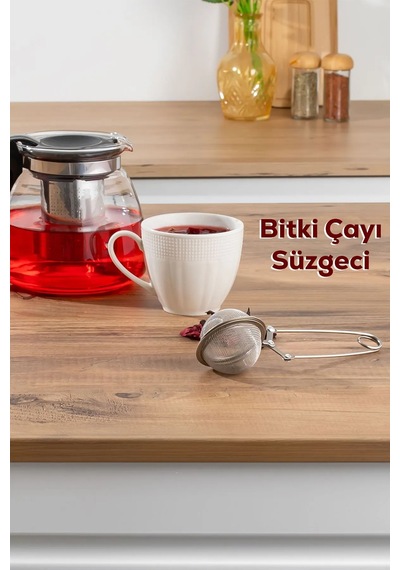Paslanmaz Çelik Bitki Çayı Demleme Süzgeci Maşalı Çay Süzgeci Silver