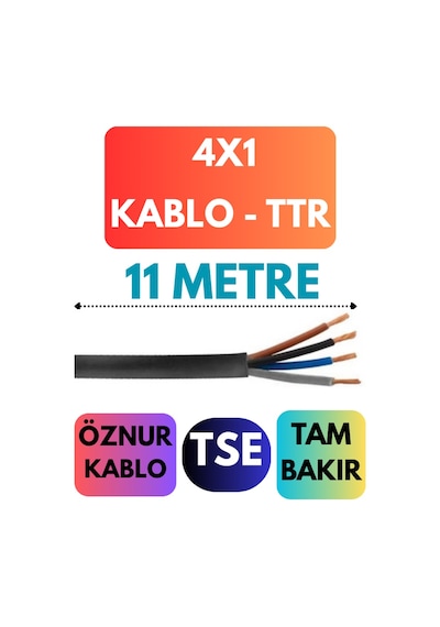 Öznur 4x1 Ttr Kablo Metre Seçenekli Siyah - 11 Metre