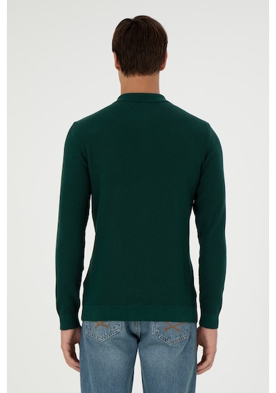 U.S. Polo Assn. Erkek Regular Fit Yarım Fermuarlı Koyu Yeşil Basic Kazak 50298266-VR079