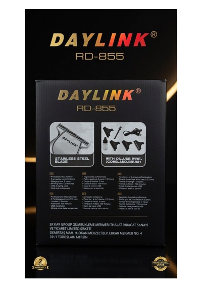 Daylink Rd-855 T-bıçak Saç, Sakal, Ense, Çizim Ve Lazer Epilasyon Öncesi Şarjlı Tıraş Makinesi 180 Dk Daylink Rd-855 T-bıçak Saç, Sakal, Ense, Çizim Ve Lazer Epilasyon Öncesi Şarjlı Tıraş Makinesi 180 Dk