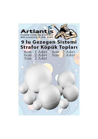Artlantis Güneş Sistemi Maketi İçin 9 Lu Boyanabilir Strafor Top Seti Gezegenler Modeli Deney Okul Seti Köpük Kür Genel