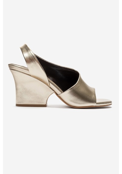 Luvishoes Zyra Altın Cilt Kadın Dolgu Topuklu Ayakkabı