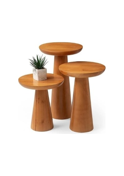 Mushroom 3'lü Zigon Sehpa Naturel