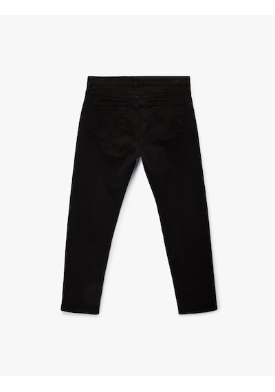 Koton Pamuklu Düz Paça Düğmeli Cepli Chino Pantolon Siyah 6wam40114hw Siyah