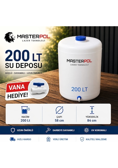 200 Lt Dikey Su Deposu Tankı Bidonu Karavan