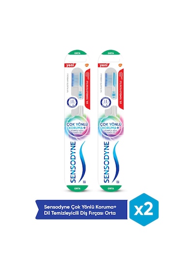 Sensodyne Çok Yönlü Koruma+ Dil Temizleyicili Diş Fırçası Orta 2'li