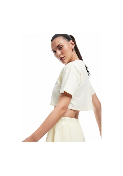 Koton Pamuklu Rahat Kesim Bisiklet Yaka Crop Spor Tişört Sarı 5sak10284nk