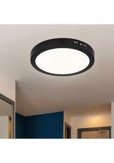 Cata 18 W Led Panel - Gün Işığı 3000k - Siyah Kasa - Yuvarlak - Sıva Üstü - Ct-5235g