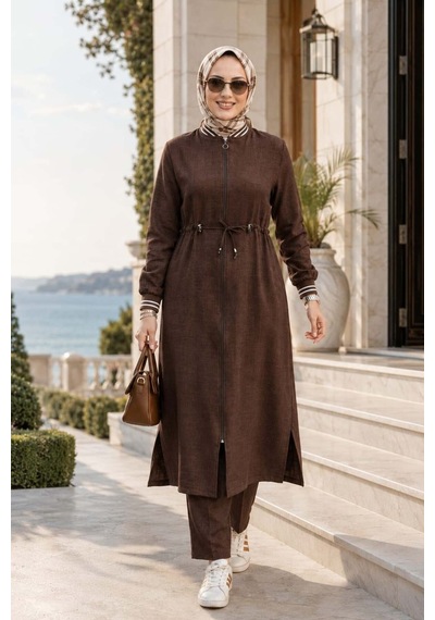 Hb Harma Time Butik Kadın Ribanalı Fermuarlı Keten Tunik Pantolon Kahverengi İkili Takım Kahverengi Kahverengi Hb Harma Time Butik Kadın Ribanalı Fermuarlı Keten Tunik Pantolon Kahverengi İkili Takım Kahverengi Kahverengi