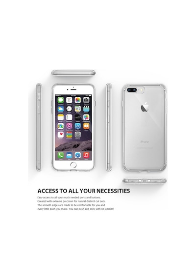 Ringke Fusion Apple Uyumlu iPhone 7/8 Plus İle Kılıf Smoke Black Tpu Bumper Extra Darbe Emici