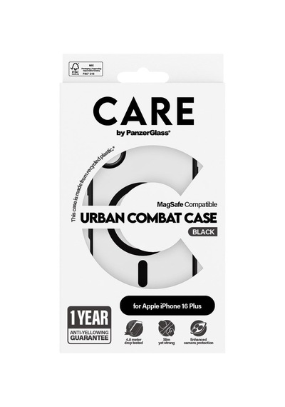 Care By Panzerglass Apple iPhone Uyumlu 16 Plus, Flagship Urban Combat & Magsafe, Çerçeve, Kılıf Siyah