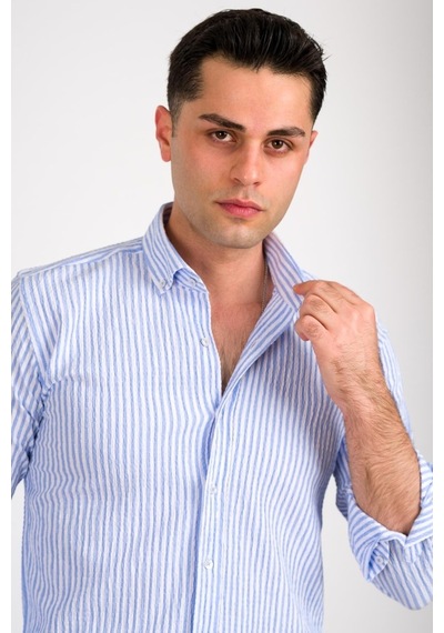 Modtime Slimfit Gofre Kumaş Pamuklu Yazlık Erkek Gömlek